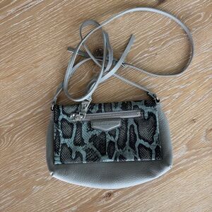 Aimee Kestenberg Gray Snake-Print Crossbody with Silver Hardware